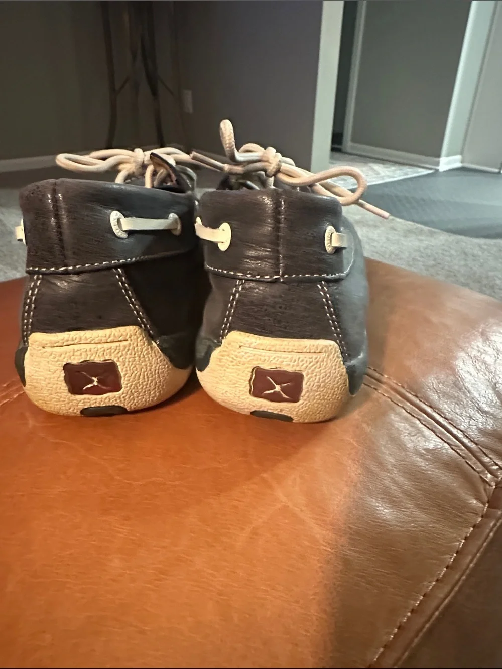 Twisted X Men's Dark Blue Boat Shoes with Cream Laces
